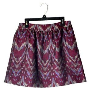 Gryphon New York Purple Wool Blend Pleated A Line Jacquard Mini Skirt Size XS